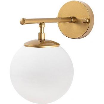 Aplique de pared WellHome, estructura de metal color oro brillante, diseño recto, acabado blanco