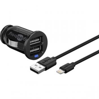 Kit de Carga para Auto Apple Lightning (12W) - Adaptador y Cable 1m, Compatible con iPhone/iPod/iPad