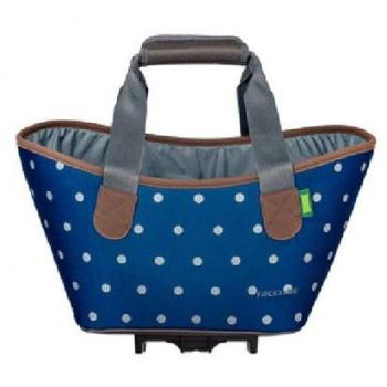 Bolsa bicicleta portabultos Racktime Agnetha 2.0, capacidad de 15 litros, diseño con lunares y color azul