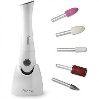 Fancii Professional Electric Manicure & Pedicure Nail File Set with Stand - The Complete Portable Nail Drill System with Buffer, Polisher, Shiner, Shaper and UV Dryer, Grey