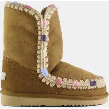 Mou Women's Brown Suede Ankle Winter Boots with Contrast Crochet Trim