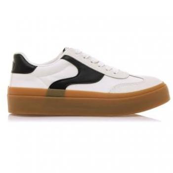 Zapatilla Deportiva con Plataforma MTNG Skaty para Mujer - Casual en Blanco y Negro, Cierre con Cordones, Modelo 60541