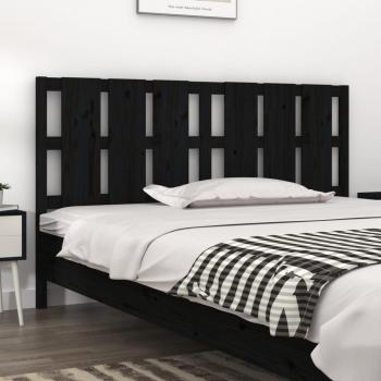 Cabecero de cama negro 165,5x4x100 cm madera maciza de pino