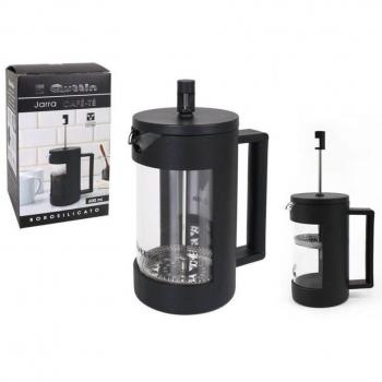 Jarra Cafetera Borosilicato 600 ml Negra Quttin