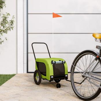 Remolque de bicicleta para mascotas vidaXL, fabricado en hierro y tela Oxford, disponible en colores verde y negro, amarillo y negro, azul y negro