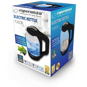 Hervidor eléctrico Yukon 1.7 litros Negro con Control de Temperatura