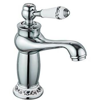 Grifo Lavabo Monomando Neoclásico de Latón con Aireador M24 y Modelo Argán en Cromo Plateado
