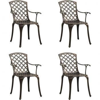 vidaXL Garden Chairs 4 pcs Cast Aluminium Bronze