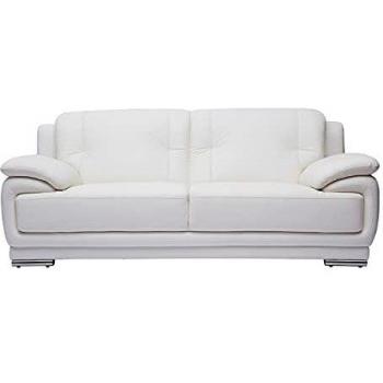 Sofá de piel de búfalo de diseño 3 plazas blanco TAMARA