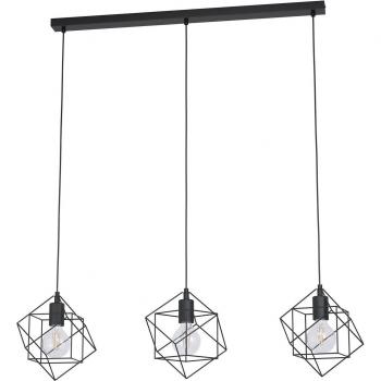 Lámpara Colgante Eglo Straiton Negro Cubo Lineal 3xE27