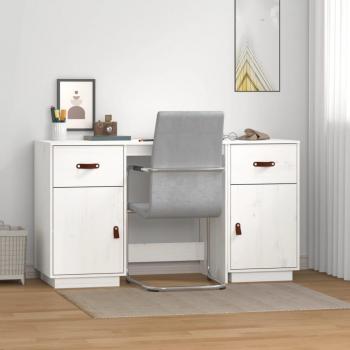 Escritorio con gabinetes Blanco 135x50x75cm Madera maciza de pino