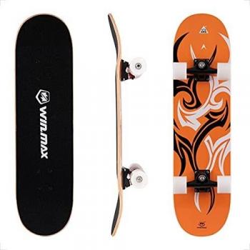 WIN.MAX Completo Skateboard para Principiantes 31x8 7 Capas Monopatín de Madera de Arce con rodamientos ABEC-7 Tabla de Skateboard