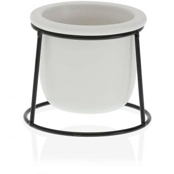 Maceta Versa Blanco Metal Cerámica Plástico Redondo Minimalista 10,5 x 11,5 x 10,5 cm