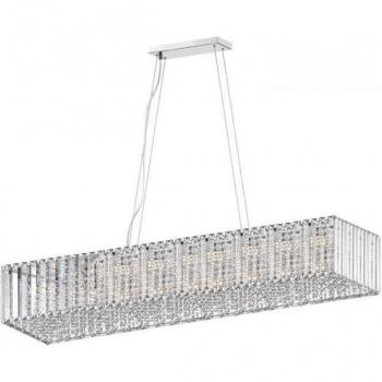 Lámpara colgante Diore Chrome de 11 bombillas, 47 cm, cristal cromado oblongo