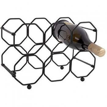 Botellero Plegable de Metal Negro Honeycomb