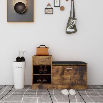Banco zapatero de madera de ingeniería roble ahumado 94,5x31x57 cm