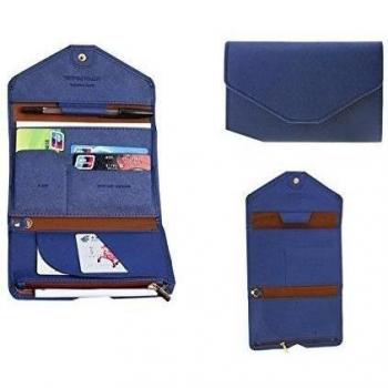 Porta pasaporte piel mujer Unisex puerta tarjeta de Crédito confidencial Protège pasaporte puerta tarjeta bancaria y billete - Funda Cuero Pasaporte Cartera Mujer Piel Verde/Azul/Rosa Rojo, azul, talla única