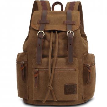 KAUKKO Mochila Vintage School Unisex Bolsas Multifuncional Bolsa de Hombro Excursionismo y Viajes（Caqui）