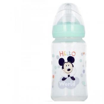 Biberón Mickey 240ml con Tetina Redonda de Silicona y Sistema Anti Cólicos