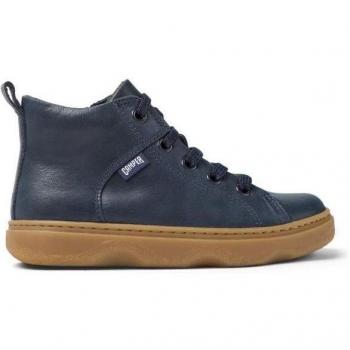 Camper Kiddo Leather Ankle Boots for Boys/Girls - Navy Blue, Size 31