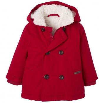 VERTBAUDET Parka con Forro de Felpa bebé niño Rojo Oscuro Liso 3-6 Meses, 67CM