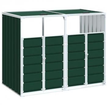 Cobertizo contenedores dobles basura acero verde 144x81x113 cm