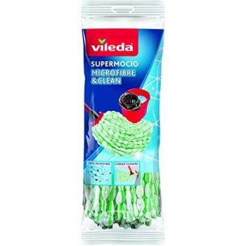 Vileda Microfibras Eco - Recambio para fregona, 100% microfibras, gran capacidad de limpieza y absorción, color verde y blanco