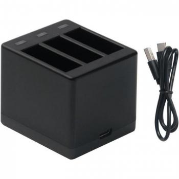 Cargador de Batería Negro para Gopro5/6/7/8 con Conjunto de Tres Puertos de Carga