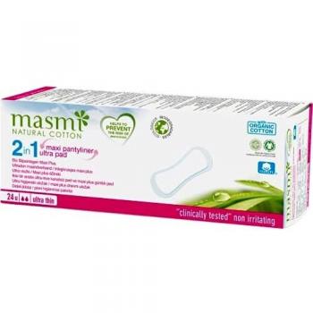 2 en 1 Protegeslip Maxi Plus 24 unidades de Masmi Natural Cotton