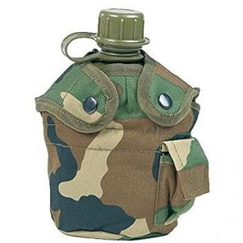 Cantimplora Plástica Mil-Tec 900ML con Taza y Funda Woodland