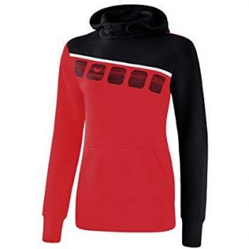 Erima Women's 5-C Hoodie Red/Black/White, Size 38