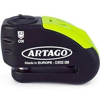 Artago 30X14 Candado Antirrobo Disco con Alarma Don't Touch 120 dB Alta Gama, ø14 Doble Cierre, Homologado Sra y Sold Secure Gold, Bunker Selection, Negro/Amarillo, 14 mm