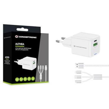 Cargador de pared Conceptronic Althea 16W 33W + cable USB 3.0 3 en 1 blanco