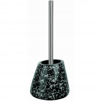 Escobillero de baño ETNA Negro y Gris con soporte cerámico y diseño 3D Glitter en Polyresina