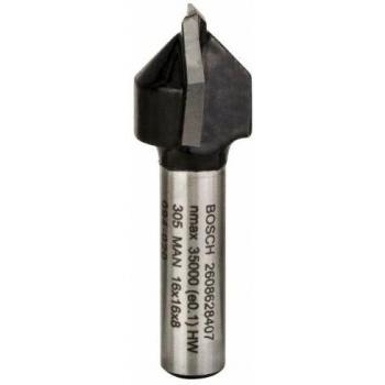 Bosch 2 608 628 407 - Fresas para ranuras en V - 8 mm, D1 16 mm, L 16 mm, G 45 mm, 90°