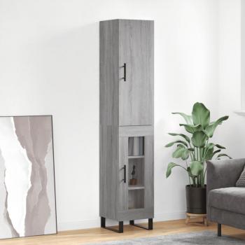 Aparador alto de madera contrachapada gris Sonoma 34,5x34x180 cm