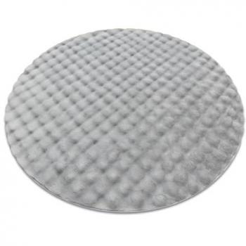 Alfombra Bubble Estructural 3D Imitación Piel de Conejo Plateado Círculo 160 cm