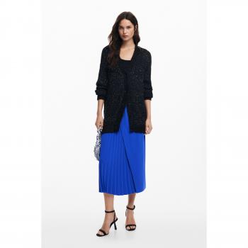 Falda Desigual midi pliegues azul