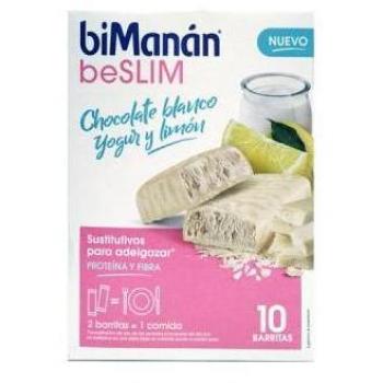 BiManán BeSlim Barritas Chocolate Blanco, Yogur y Limón, 10 unidades