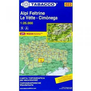 Mapa excursionista y topográfico Alpi Feltrine - Le Vette - Cimonega 1:25.000