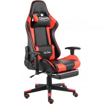 Silla gaming giratoria con reposapiés PVC rojo