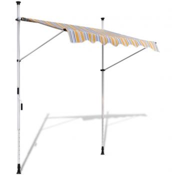 vidaXL Toldo Retráctil Manual Terraza Sol Protección Jardín Amarillo y Azúl, 150 cm