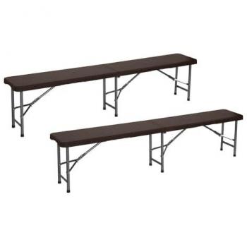 Pack 2 Bancos Plegables Efecto Ratán para Catering 180x30x43cm
