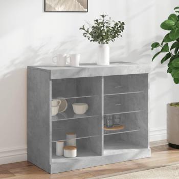 Aparador con luces LED 81x37x67 cm Mueble de Almacenaje de Salón Buffet para salón Armario Auxiliar Armario de Almacenamiento Gris Hormigón vidaXL