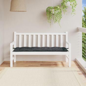Cojín de Banco Jardín Tela Oxford A Cuadros Negro 150x50x7 cm