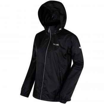 Regatta Women's Lightweight Breathable Waterproof Packaway Jacket Black, Size 26
