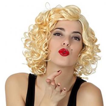 Peluca Rubia Rizada Marylin para Disfraces de Años 40 y 50 - Estilo Rock y Pin Up
