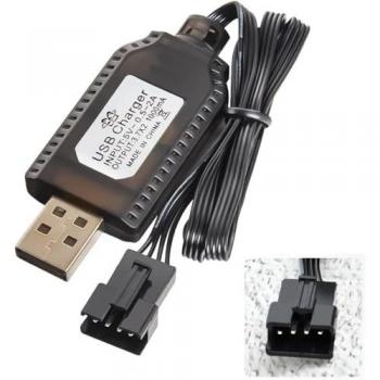 Cargador USB Universal YUNIQUE para Baterías LiPo 7.4V 2S - Conector SM-4P - Protección contra Sobrecarga e Indicador de Carga - Negro