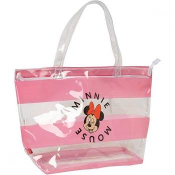 Bolso Shopping Mujer Minnie Mouse Beach Rosa Transparente 54x35x17CM