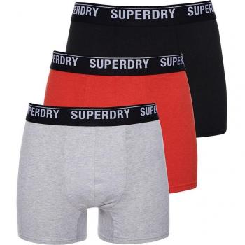 Superdry Men's Organic Cotton Boxer Shorts Triple Pack - Black, Orange, Grey (Size S)